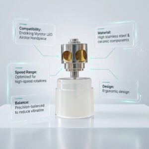 cartridge: push button body material: stainless steel connection: borden hole system (2 holes) ball bearing: ceramic color: silver autoclavable upto 135ºc led light head size: Ø11mm x h15 mm total length 12.5cm