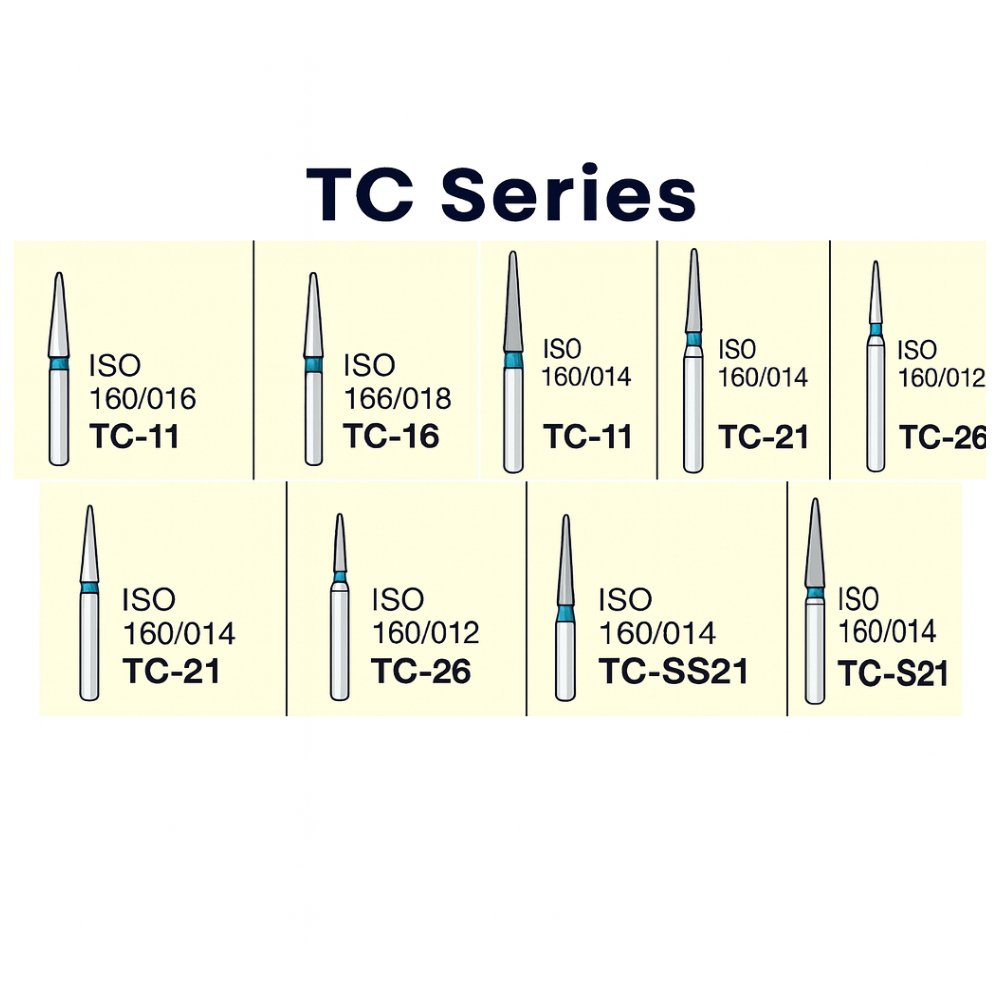 mani diamond airotor and contra angle burs taper conical end / tc series