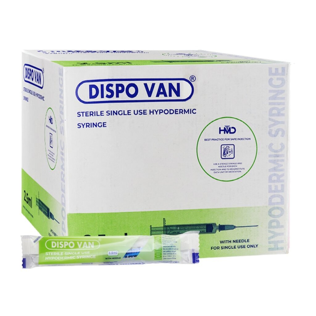 hmd dispo van syringe 2.5ml | 24 gauge | 1 inch needle